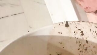 Woman eats her own shit out of the toilet