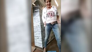 Girl spreads her ass over a pile of shit