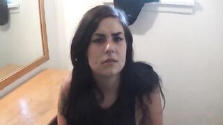 Girl pulls down her pants and has a big shit in her hand