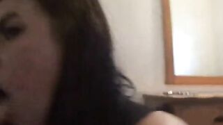 Girl pulls down her pants and has a big shit in her hand