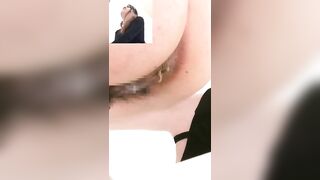 Girl squats and takes a shit on a chair