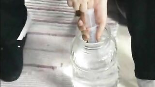 Girl eats shit from a bowl with her face