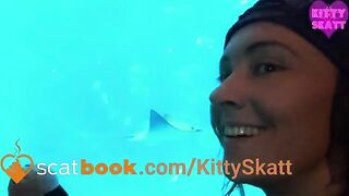 Girl cleans shit out of the toilet with her hand