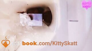 Girl cleans shit out of the toilet with her hand