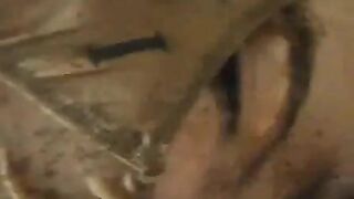 Girl eats shit off her ass in a plastic bag