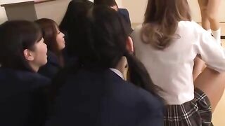 Girl licks shit off the floor with classmates watching