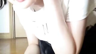 Girl pisses on a table