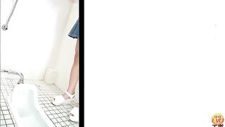 Girl takes a huge shit in a public toilet
