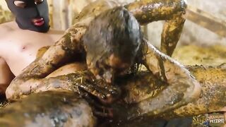 Woman takes a ride in a muddy shithole