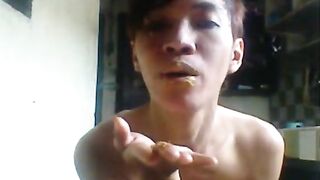Dude eats his own shit on camera
