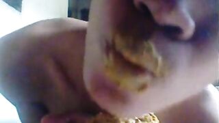 Dude eats his own shit on camera