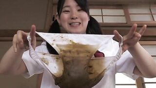 Asian girls fuck with a shit filled diaper and plastic bag