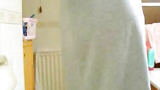 Girl spreads her ass and shows her shit stained panties