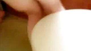 Girl spreads her ass and shows her shit stained panties
