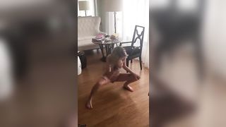 Hot and sexy naked teen licking her own piss