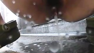 Lovely Japanese babe caught pissing in the public toilet