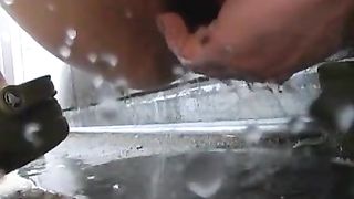 Lovely Japanese babe caught pissing in the public toilet