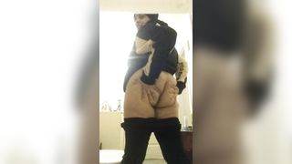 MILF showing her huge ass and pooping heavily