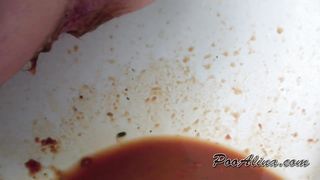 Asian girl in bra pooping diarrhea