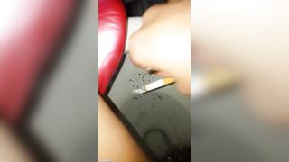 Smoking and pooping in the toilet