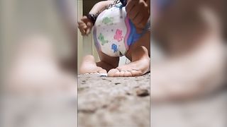 Sweet girls pooping in panty