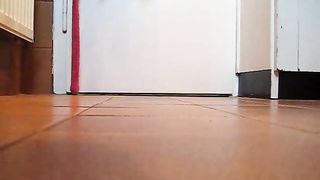 Gorgeous brunette teen pooping on the floor