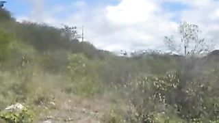 Big dark hot booty pooping outdoor