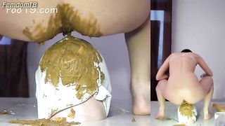 Massive fresh yellow shit for the slave