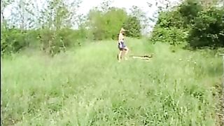 Gorgeous busty blonde piss and poop outdoor