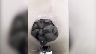 Cute lady with tiny ass pooping huge load