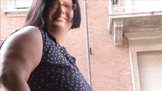 BBW mature mom shitting in the balcony