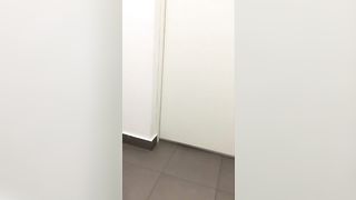 Cute chick in glasses pooping in the hospital toilet