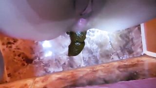 Beautiful marble tiles gets poop covered