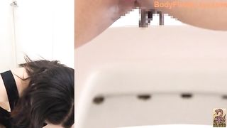 Hot Jap girl poops nicely in the public toilet