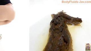 Hot Jap girl poops nicely in the public toilet