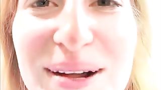 Amateur lady Feona poops in closeup