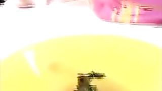 Chubby blonde girl poops