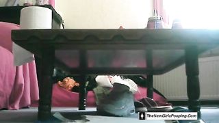 Amateur sweet lady pooping from the chair