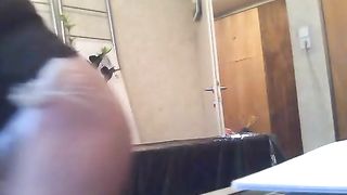 Sexy babe pooping in plastic