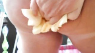 Twitching asshole and yellow messy poop