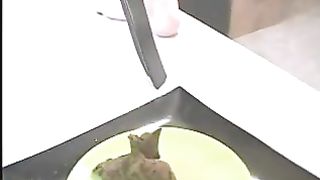 Pretty blonde girl and her tasty poop show