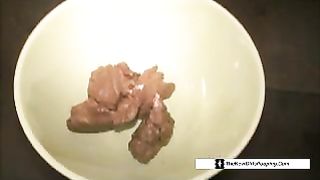 Gorgeous amateur brunette lady pooping