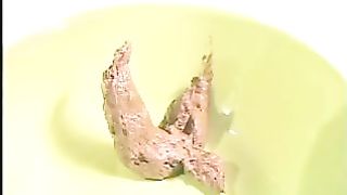 Creamy sticky poop on the plate