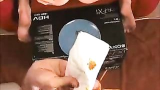 Lesbian babe checking her poop