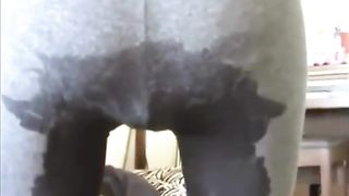 Pissing and pooping in her sexy yoga pants