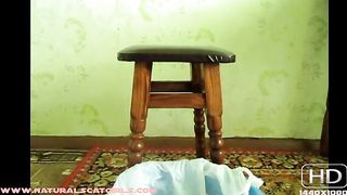 Pooping into a plastic bag at home