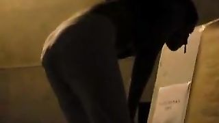 Public poop in her white pants