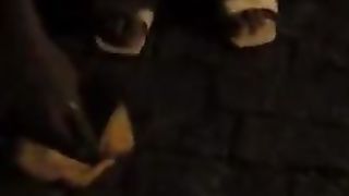Public poop in her white pants