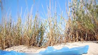 Russian girl poops in the sand