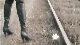 Shitting and pissing on train track
